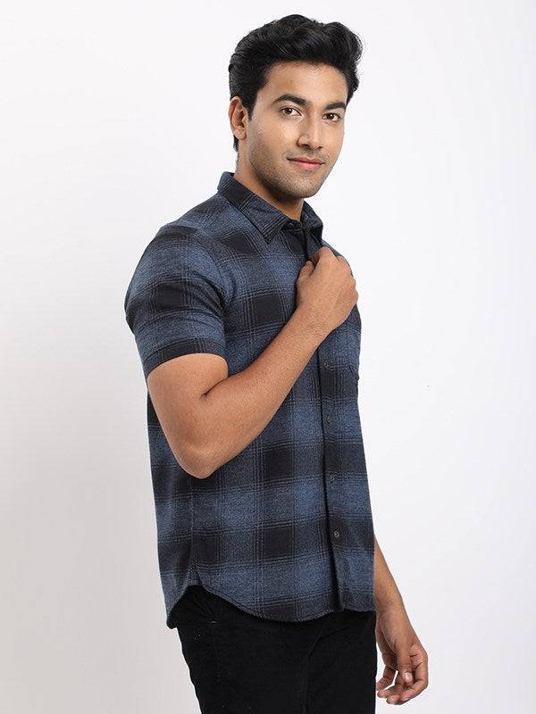 Men Checked Half Sleeve Cotton Shirt