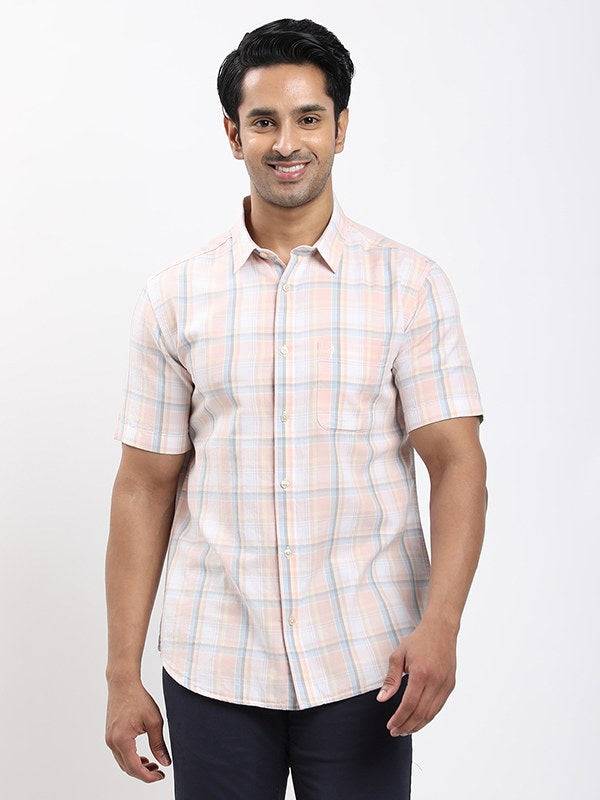 Men Checked Half Sleeve Cotton Shirt