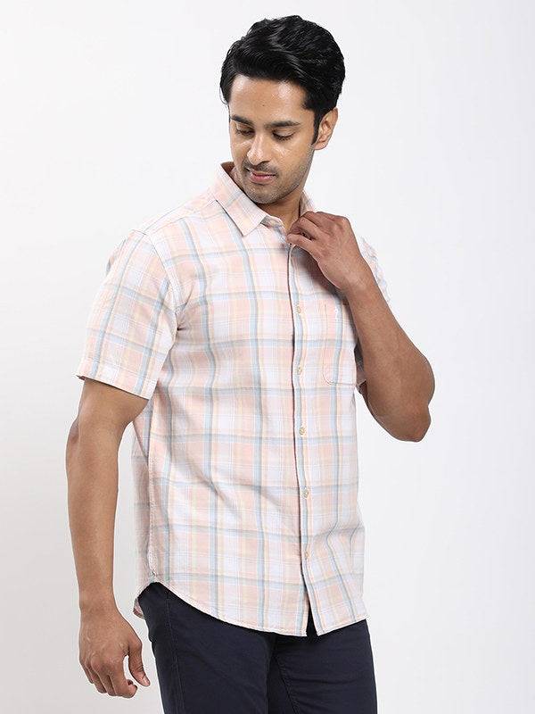 Men Checked Half Sleeve Cotton Shirt