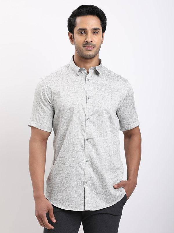 Men Printed Half Sleeve Cotton Shirt
