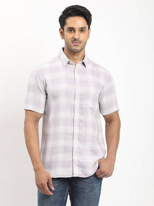 Men Checked Half Sleeve Cotton Shirt