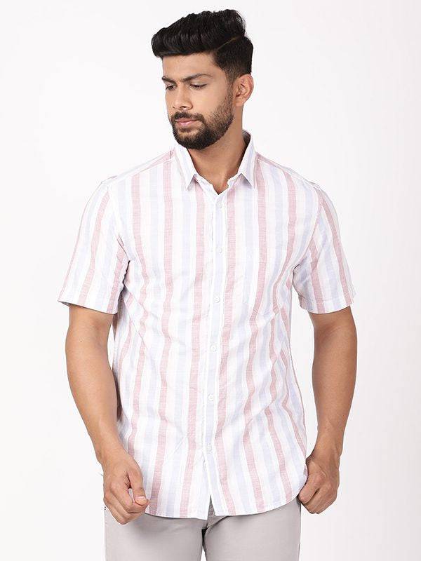 Men Striped Half Sleeve Cotton Shirt