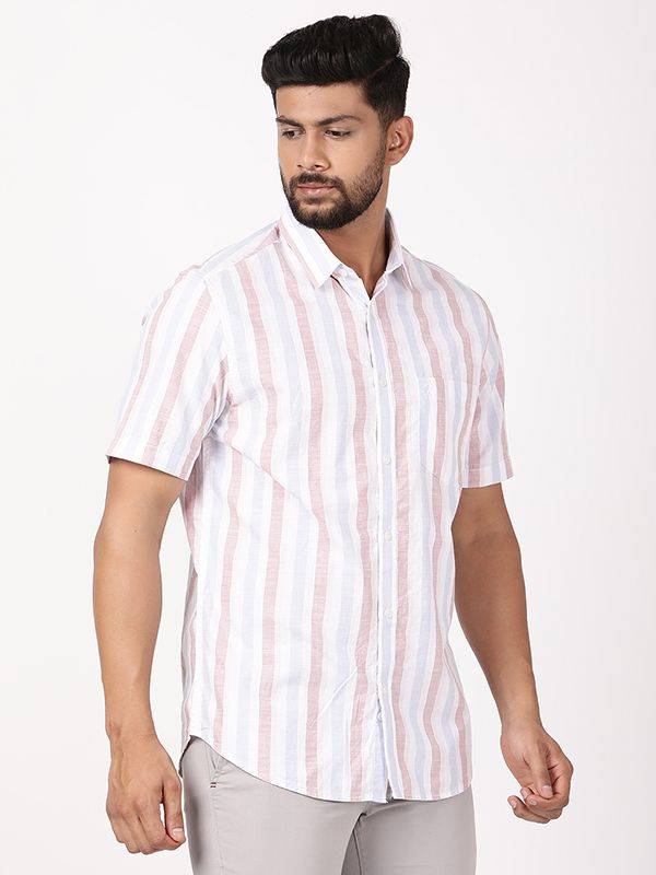 Men Striped Half Sleeve Cotton Shirt