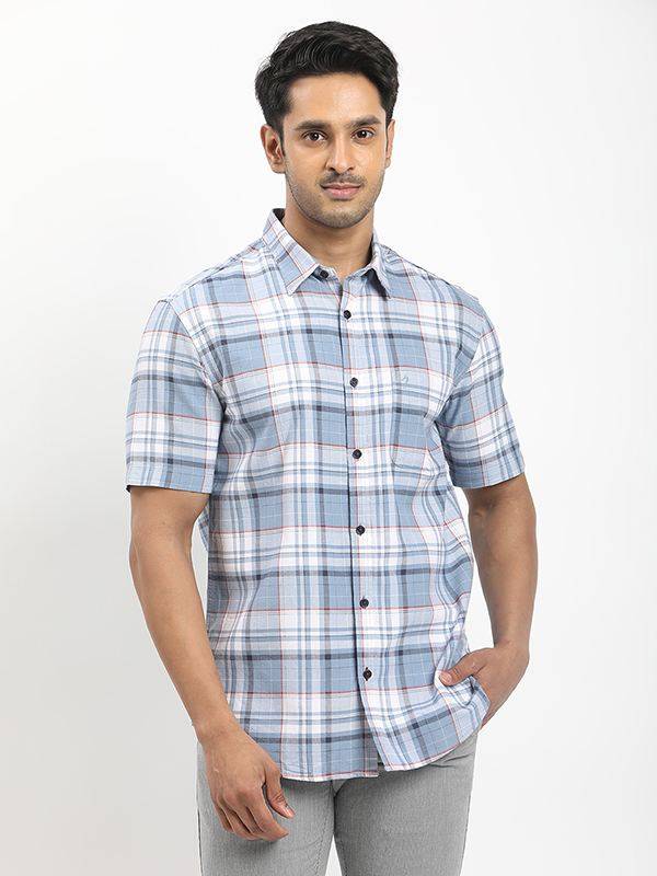 Men Checked Half Sleeve Cotton Shirt