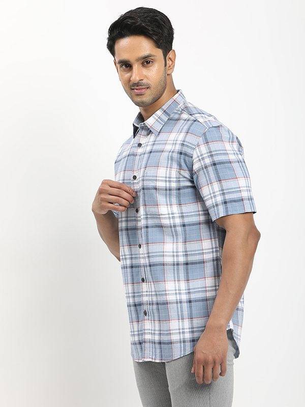 Men Checked Half Sleeve Cotton Shirt