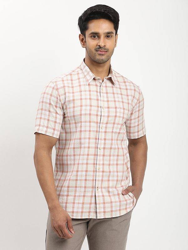 Men Checked Half Sleeve Cotton Shirt