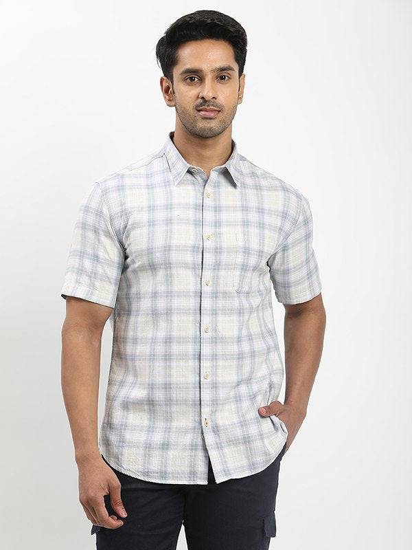 Men Checked Half Sleeve Cotton Shirt