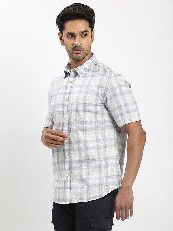 Men Checked Half Sleeve Cotton Shirt