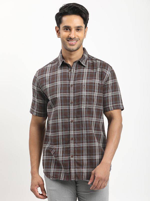 Men Checked Half Sleeve Cotton Shirt
