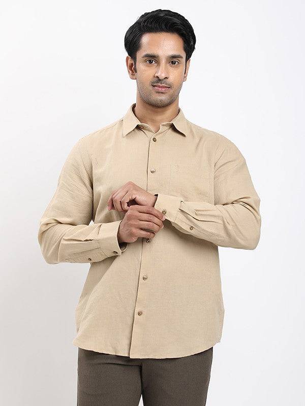 Men Solid Full Sleeve Linen Blend Shirt