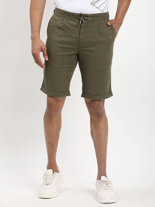 Men Solid Cotton Stretch Shorts