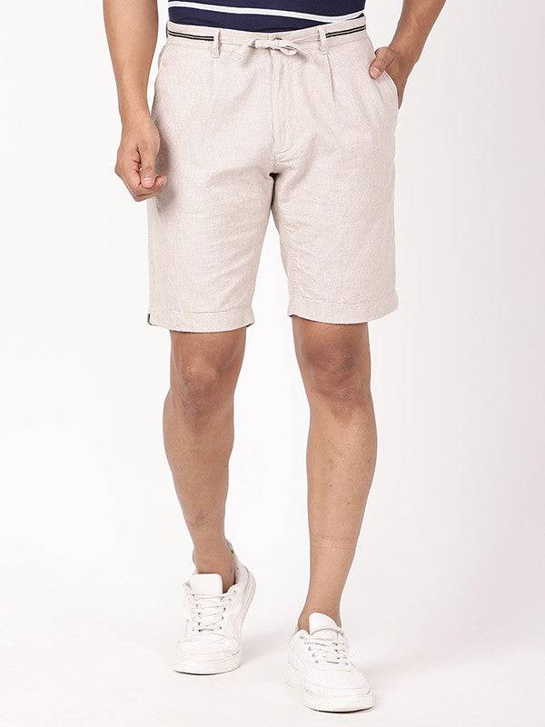Men Solid Linen Blend Shorts