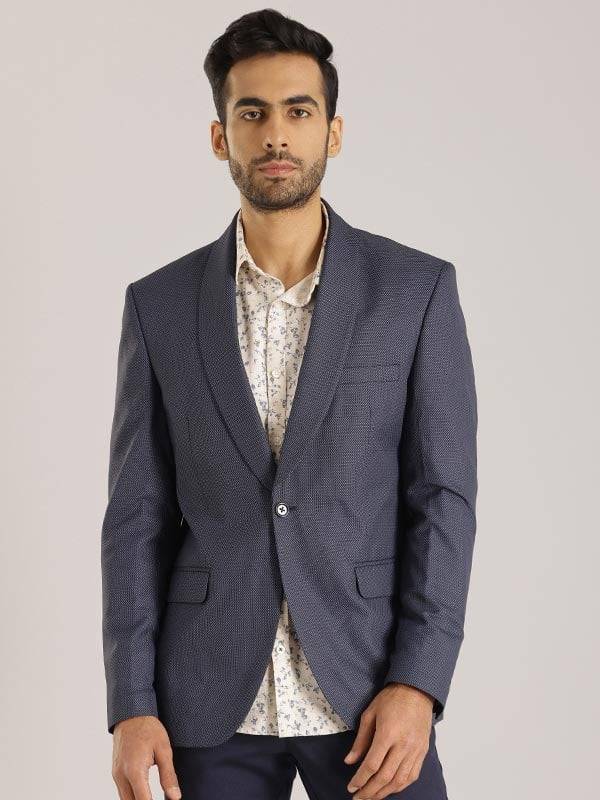 Men Textured Full Sleeve Casual Blazer