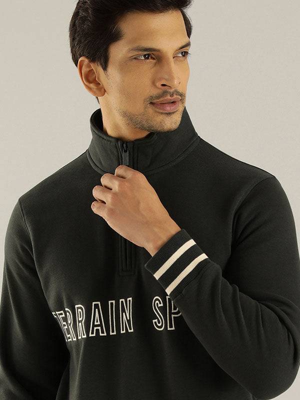 Men Full Sleeve Graphic High Neck Sweatshirt