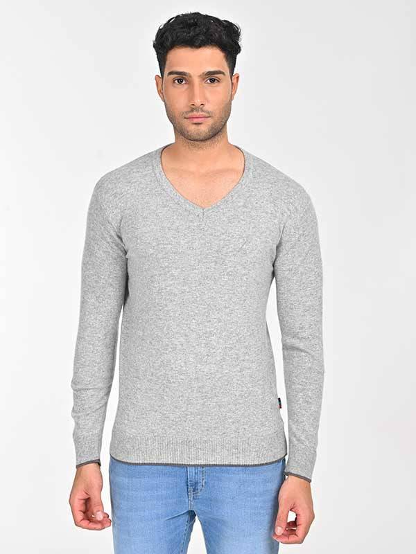 Men Solid Full Sleeve Wool Blend Sweater