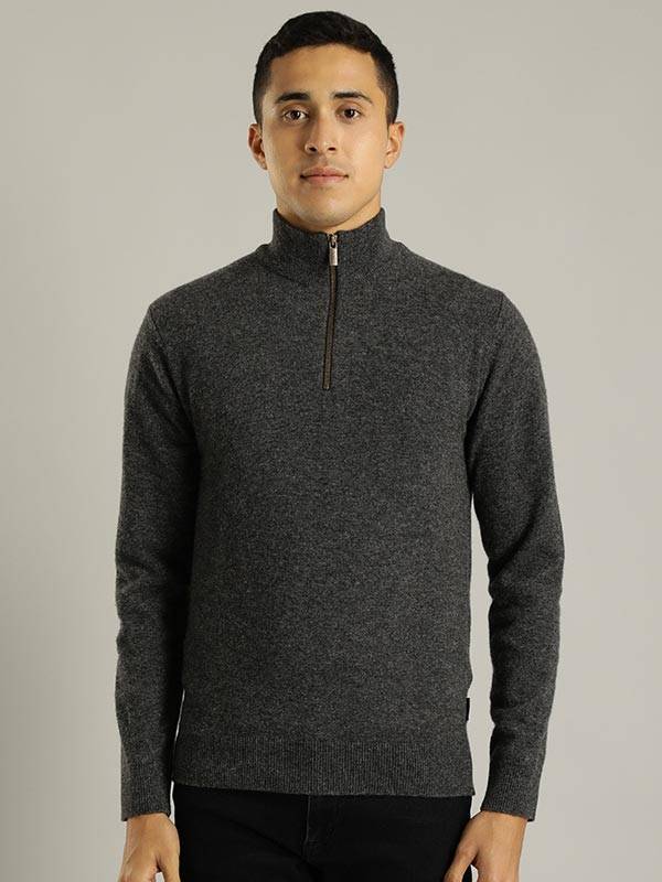 Men Solid Full Sleeve High Neck Sweater