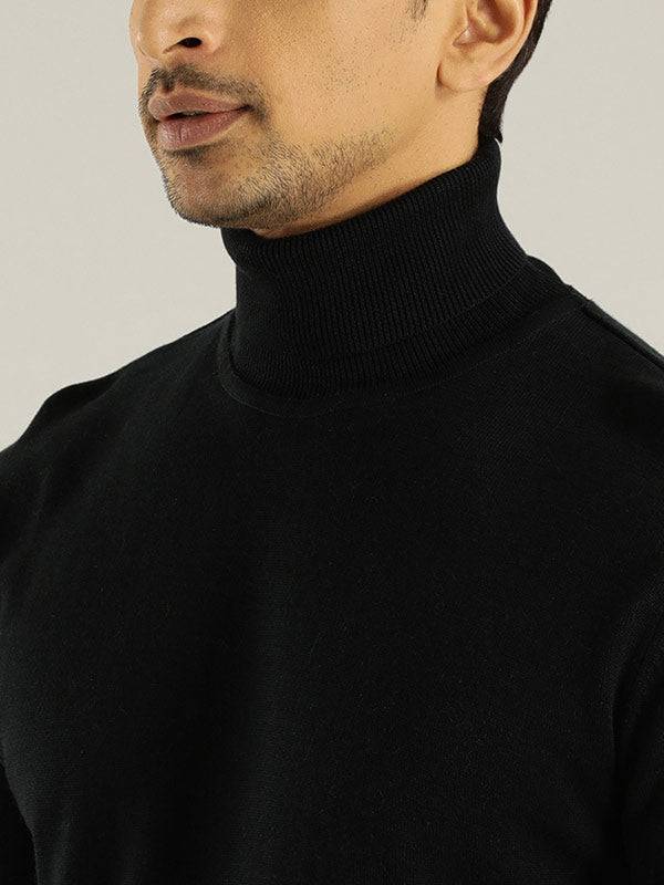 Men Solid Full Sleeve High Neck Sweater