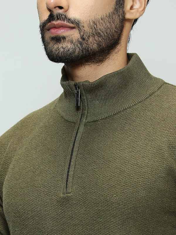 Men Solid Full Sleeve High Neck Sweater