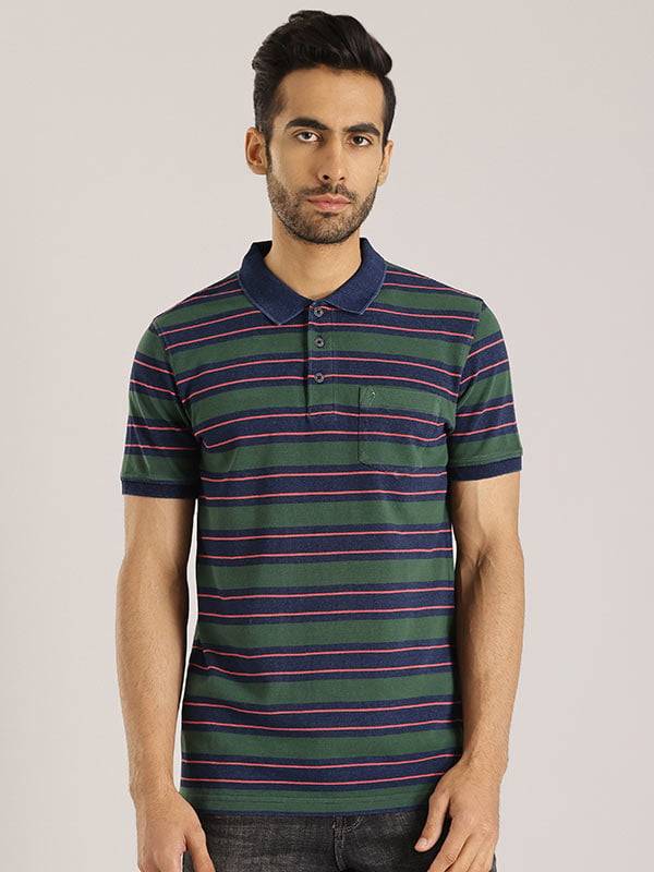 Men Striped Polo T-Shirt