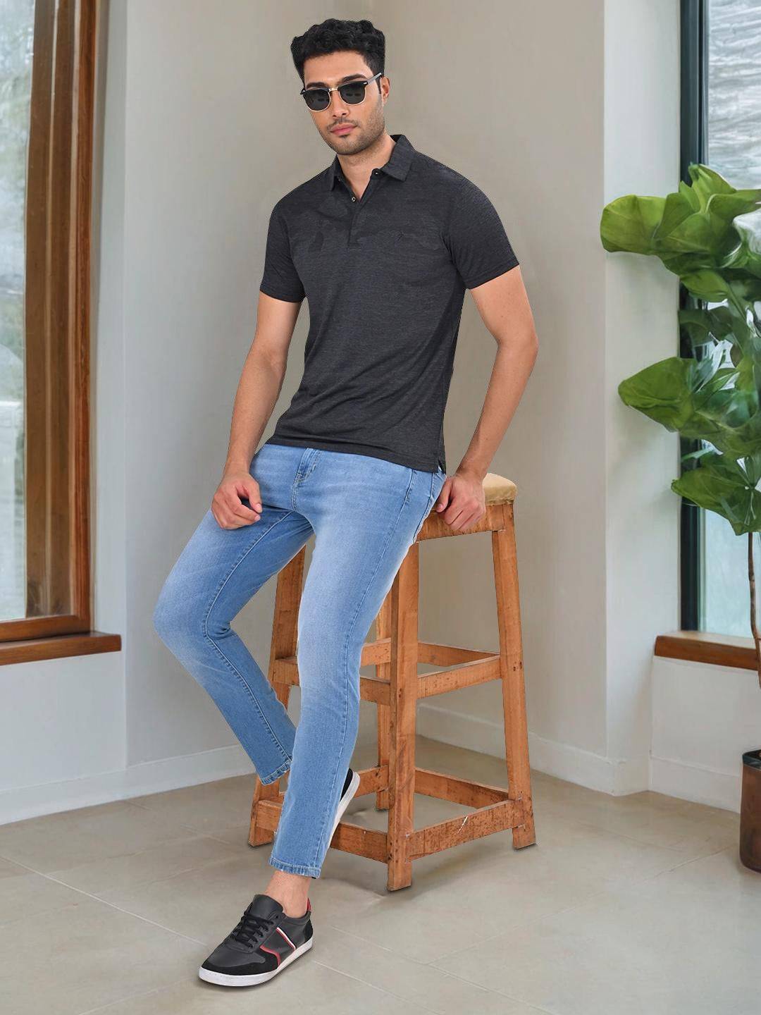 Men Solid Polo T-Shirt