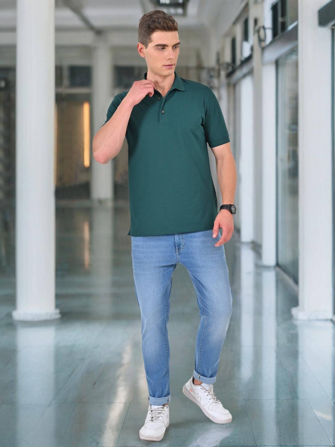 Men Solid Polo T-Shirt