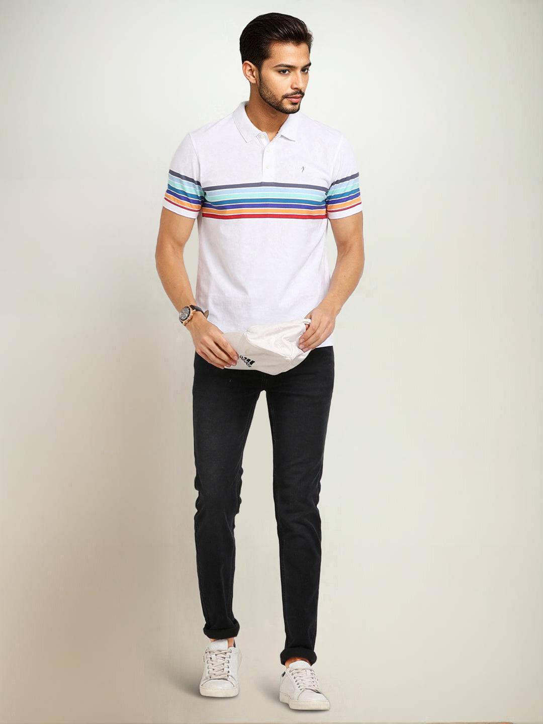 Men Striped Polo T-Shirt