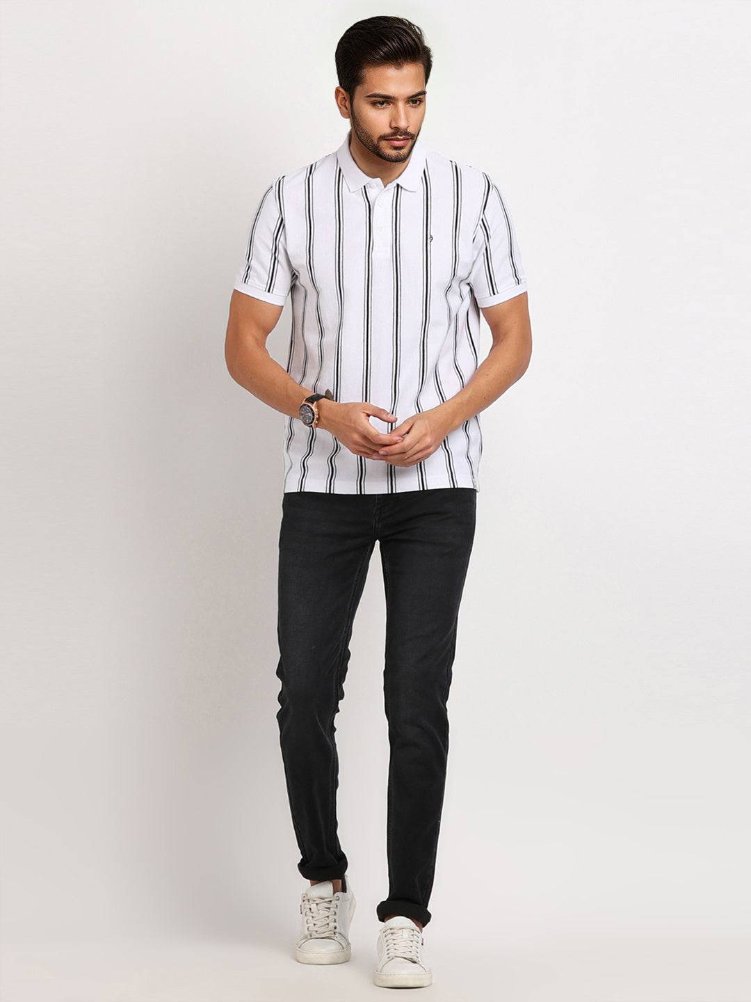 Men Striped Polo T-Shirt