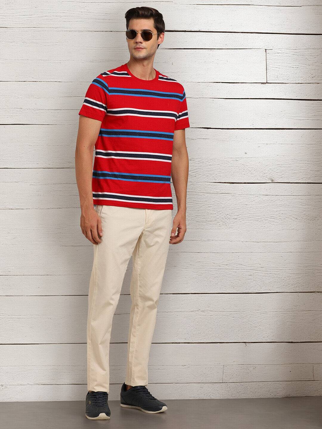 Men Striped Crew Neck T-Shirt
