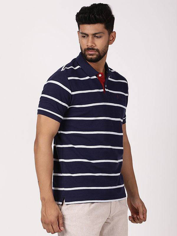 Men Striped Polo T-Shirt