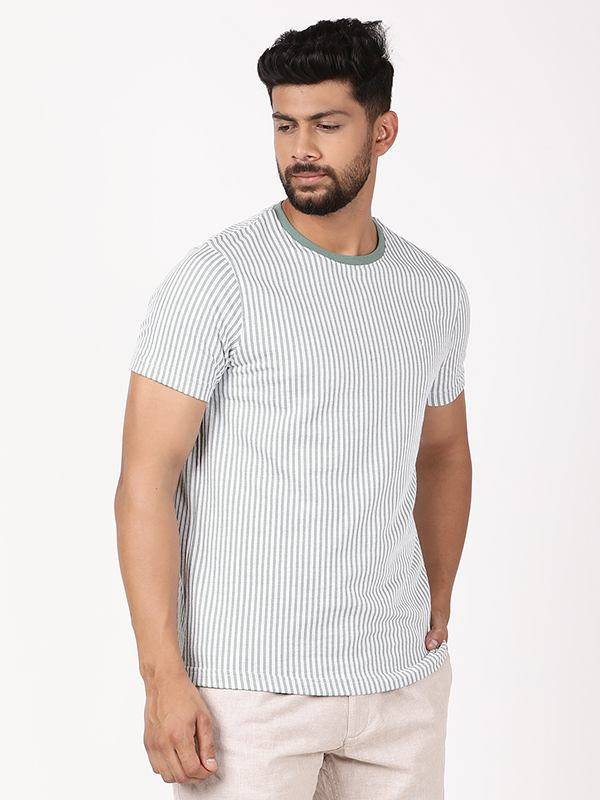 Men Striped Crew Neck T-Shirt