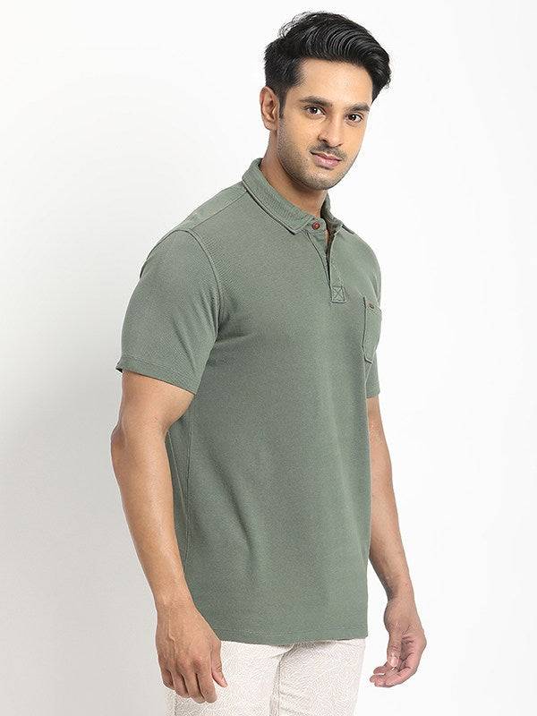 Men Solid Polo T-Shirt