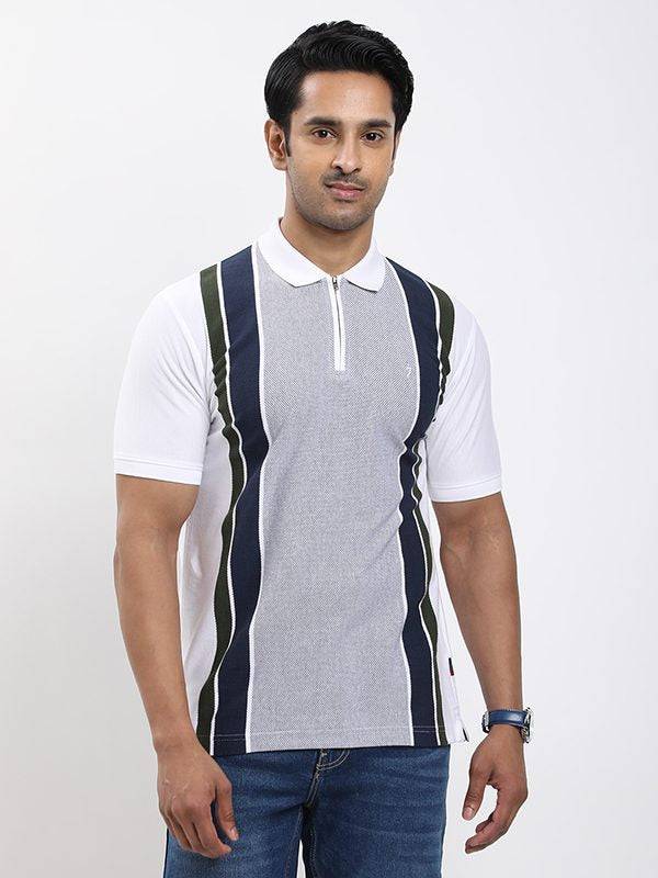 Men Striped Polo T-shirt