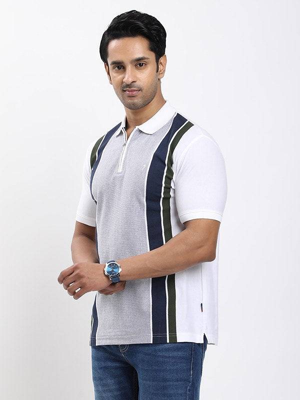 Men Striped Polo T-shirt