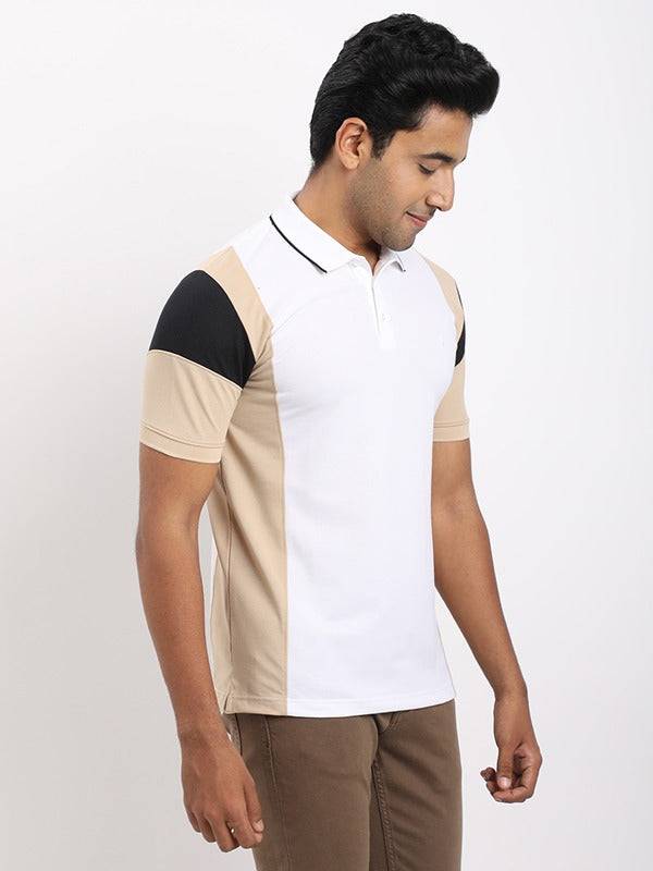 Men Color Block Polo T-Shirt