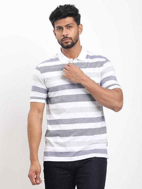 Men Striped Polo T-shirt