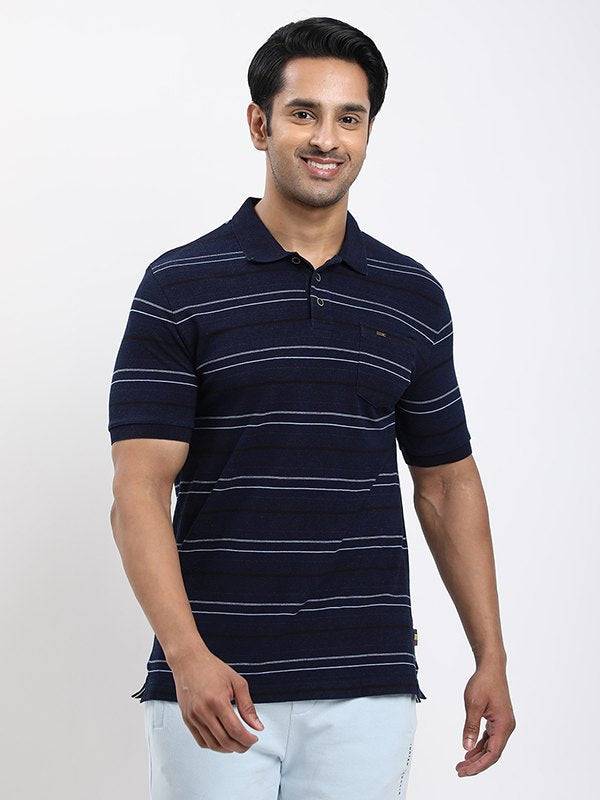 Men Striped Polo T-shirt