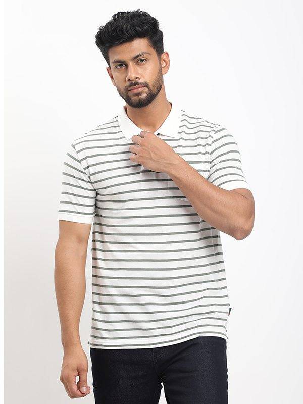 Men Striped Polo T-shirt