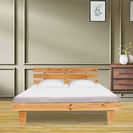 Hensley Solid Wood Non Storage Bed In Natural Finish Finish