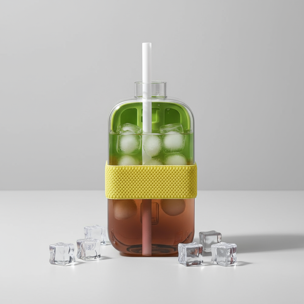 Ice Cube Bottle 800ml – 2-in-1 Ice Cube Tray & Water Bottle with Straw (Random Color-Pack of 1) Buy @ ₹349