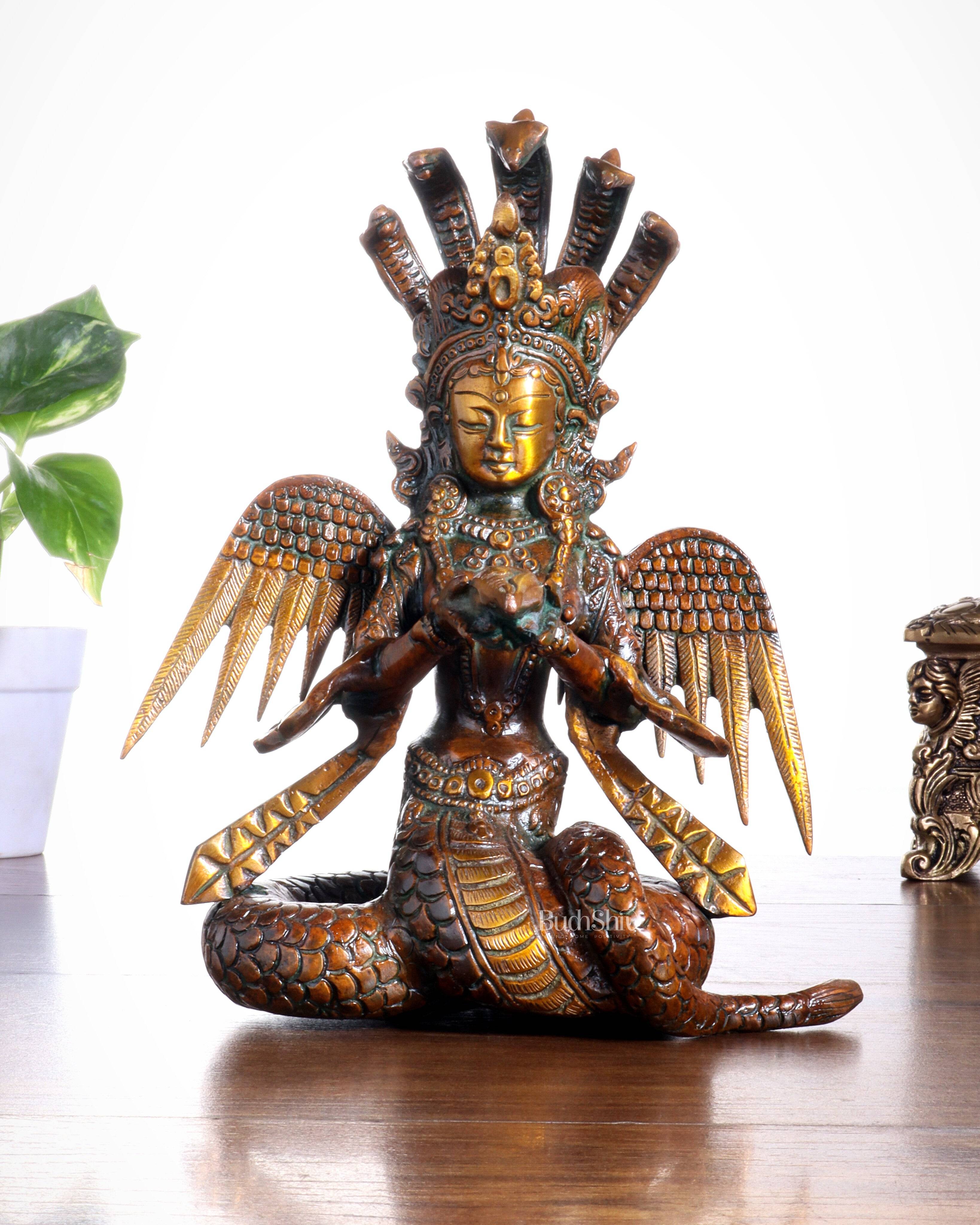 Pure Brass Naga Kanya Idol – Chola Tone Finish 8.5"