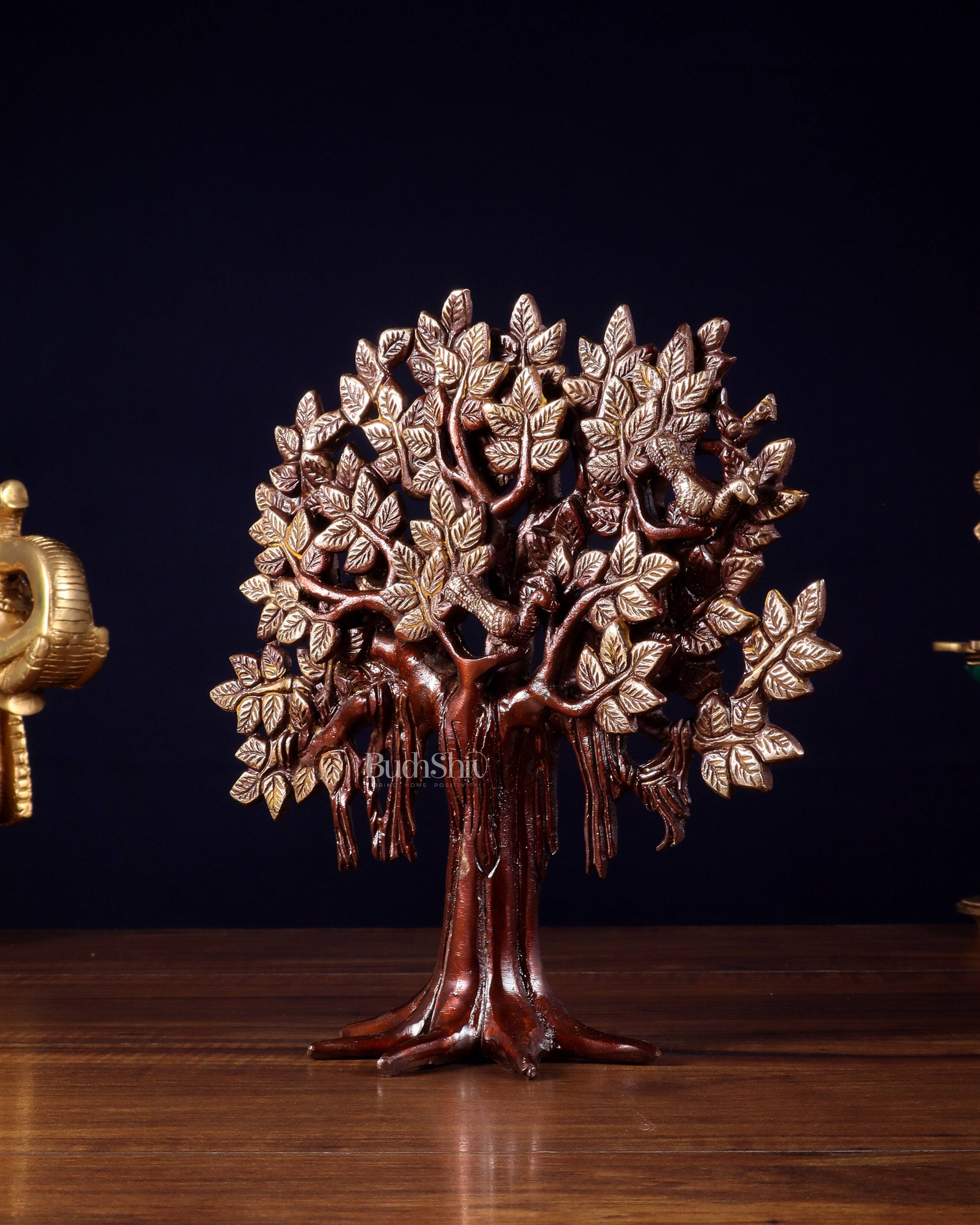 Pure Brass Handcrafted Kalpavriksha Tree - Table Standing 9" vintage tone