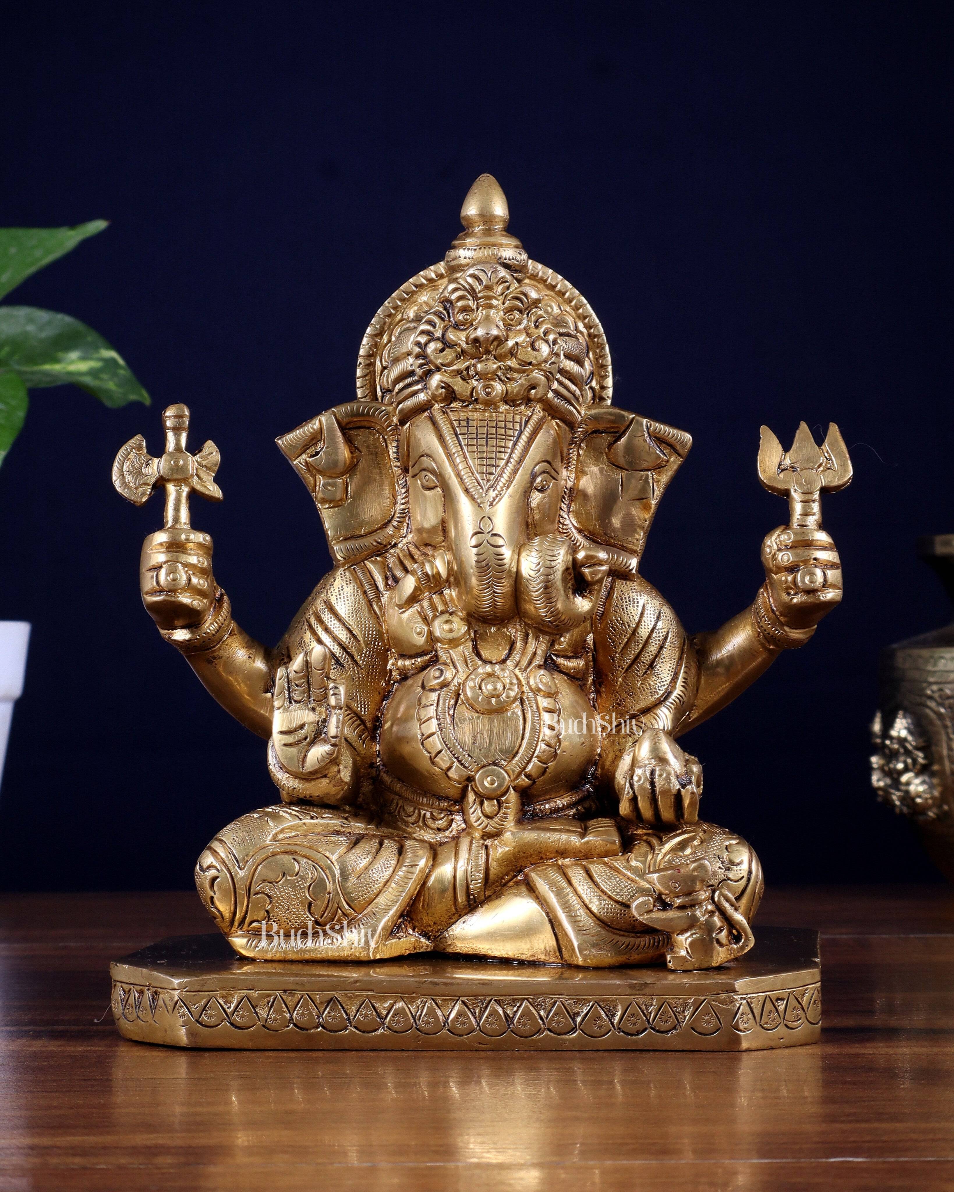 Pure Brass Dagduseth Ganapati Idol – 7 Inch