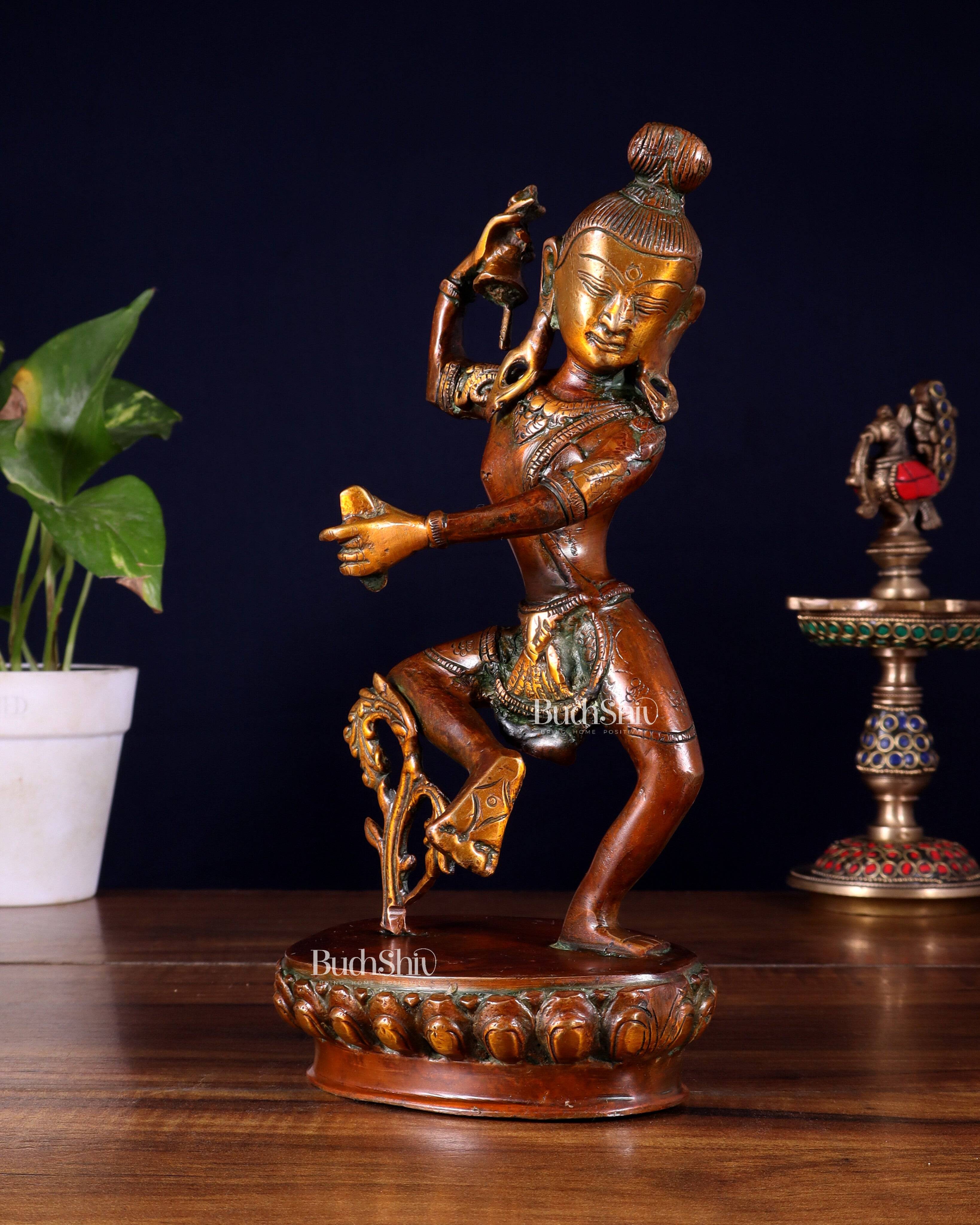Brass Nepalese Style Dancing Shiva Statue - 9.5 Inch