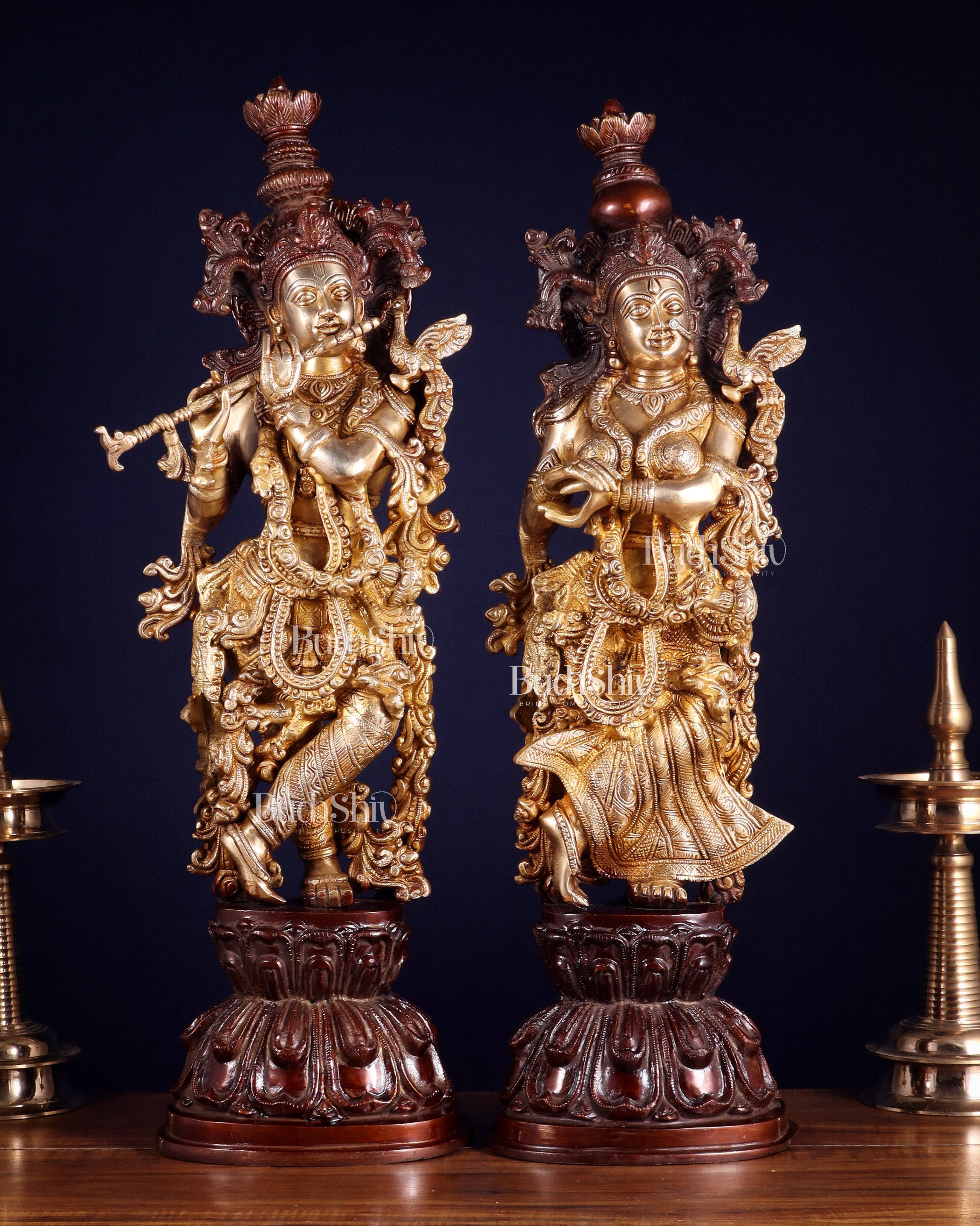 Buy Brass Radha Krishna Idols 25 inch dual tone in Showcase Piece ...