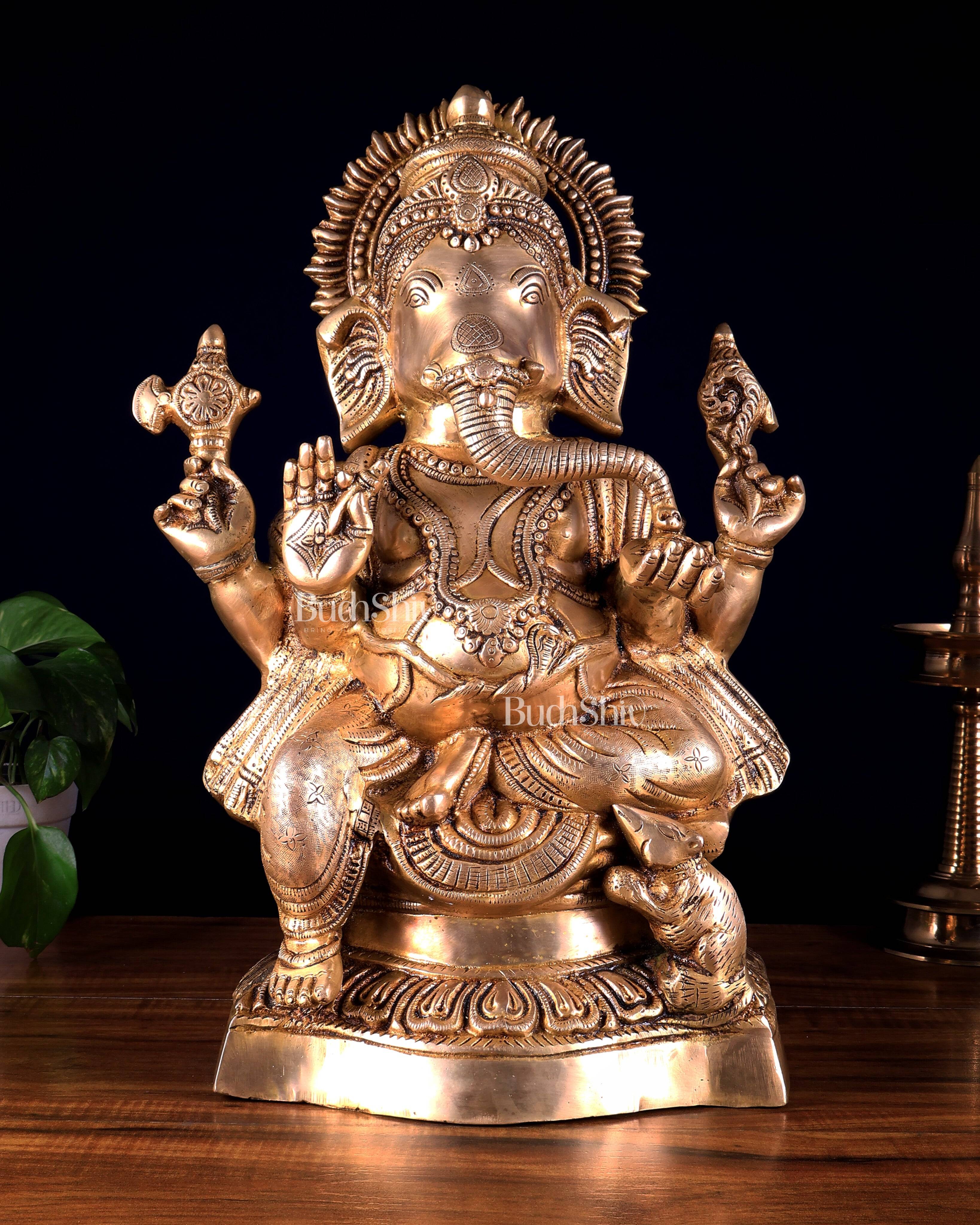 Pure Brass Lord Ganesha Statue – Ideal for House or Office Entrance 18 inch