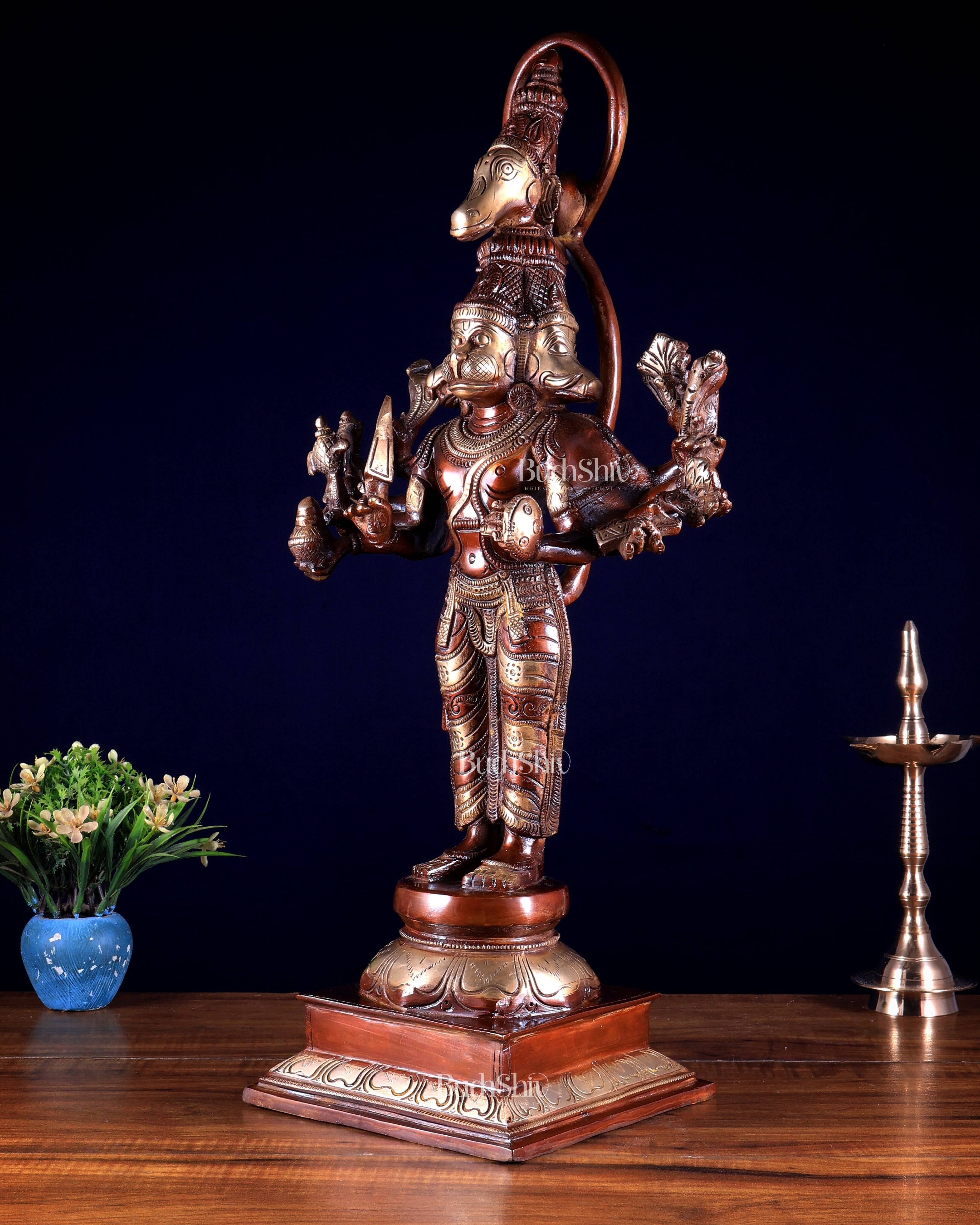 Brass Lord Panchmukhi Hanuman Statue - 22 Inch