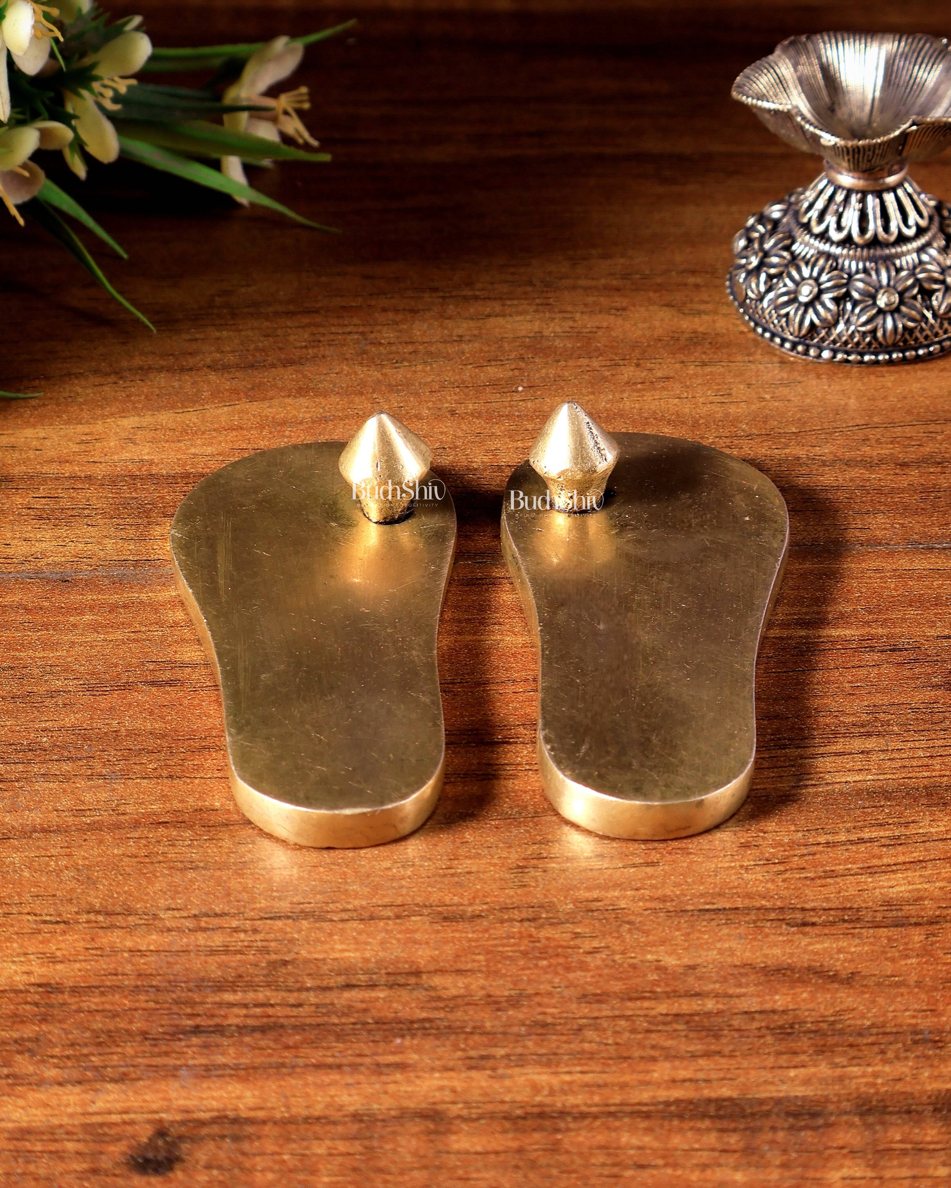 Pure Brass Charan Paduka (Deity Kadau) for Daily Pooja 3 inch