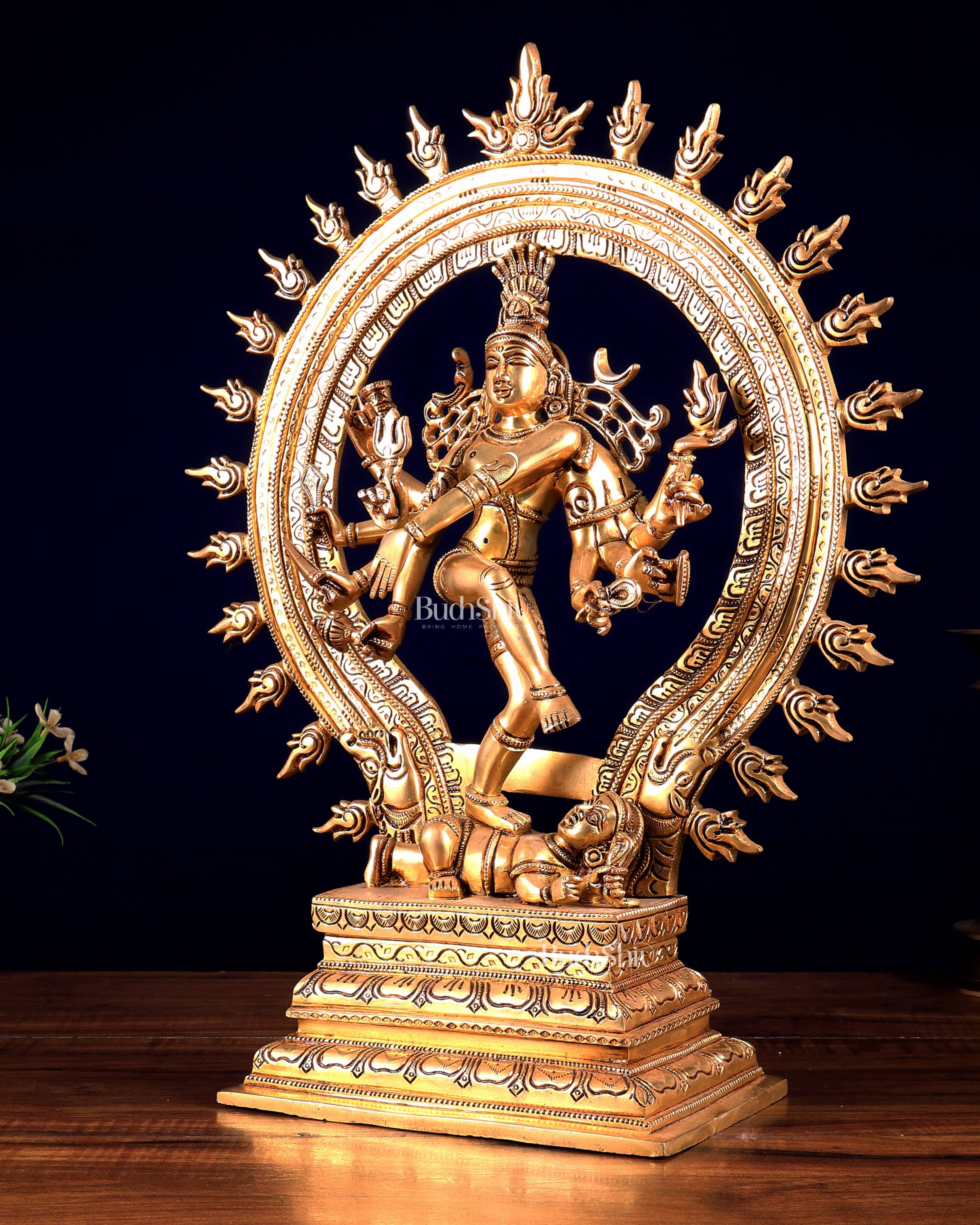 Buy Brass Superfine Nataraja | Dancing Shiva with Ten Arms 17 inch in ...
