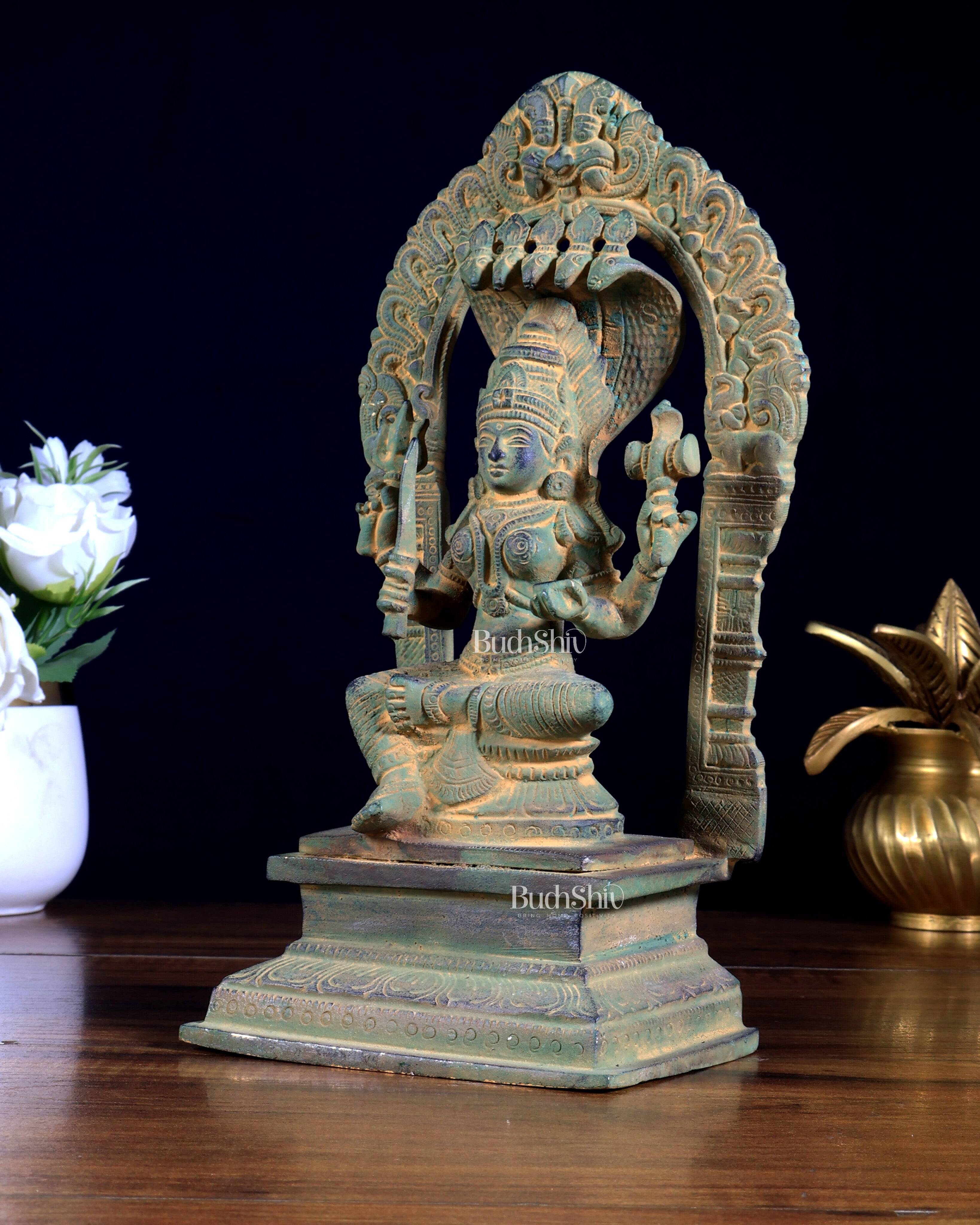 Brass Mariamman Karumariamma Idol | Height: 9.5 inch antique sand finish