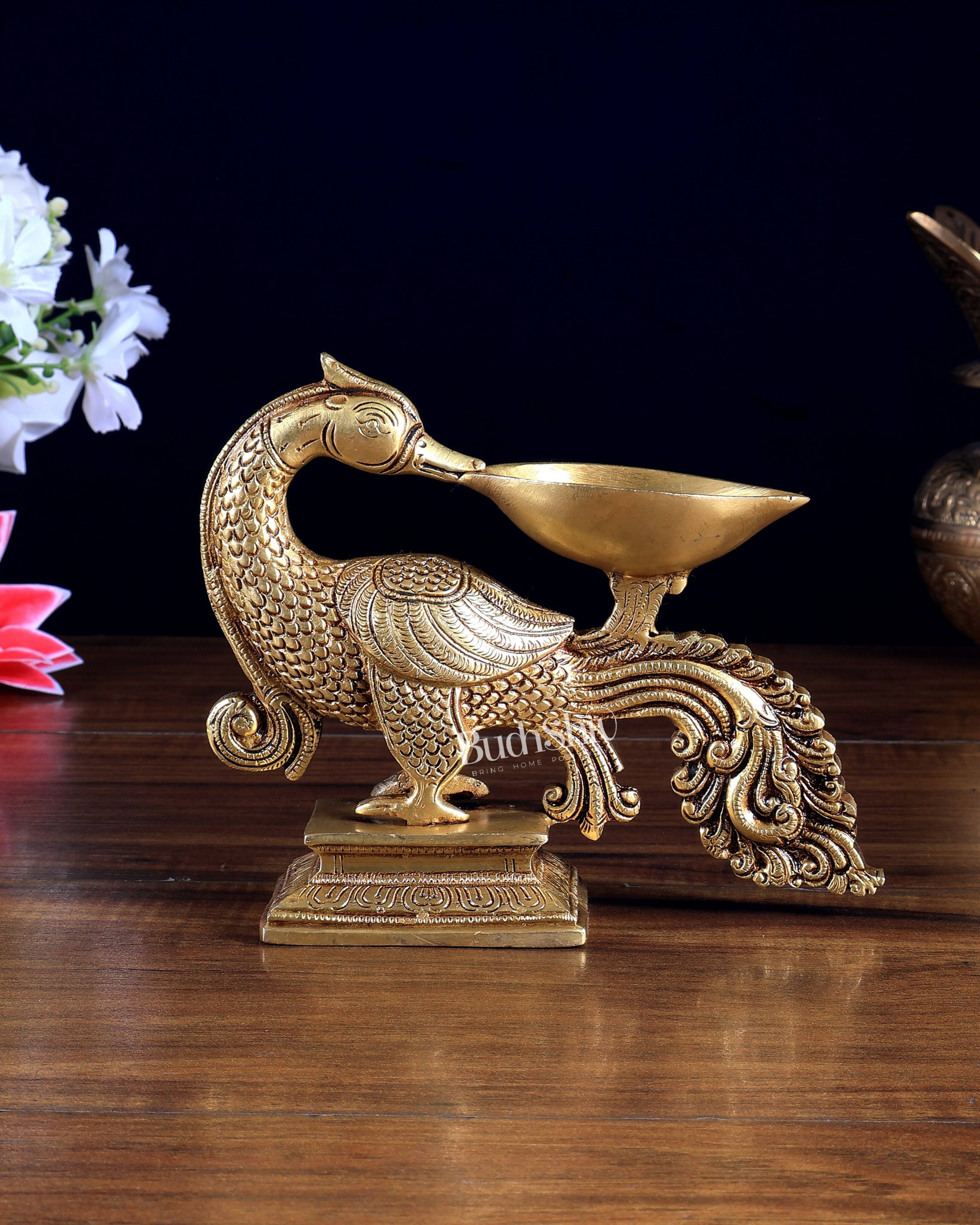 Pure Brass Annam Pakshi Diya – Traditional Old-Style Vilakku
